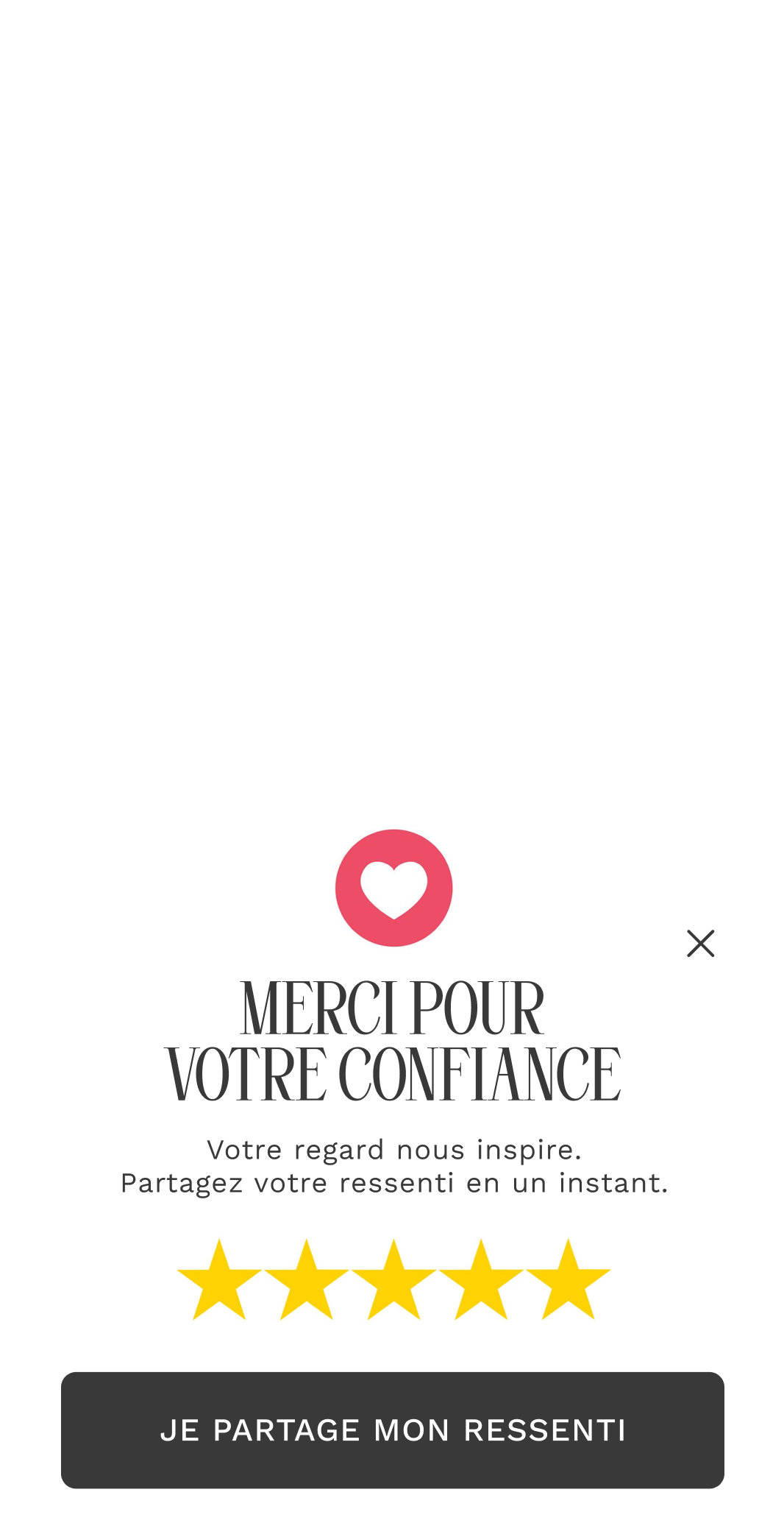 Pop-up demande d'avis client