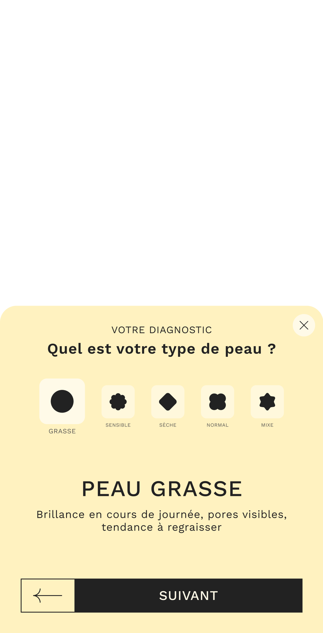 Pop-up aide au choix